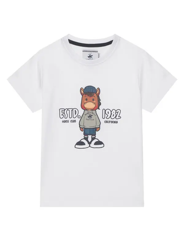 Beverly Hills Polo Club Beverly Hills Polo Club T-shirt P-SS26B-TS0135 Bijela Regular Fit