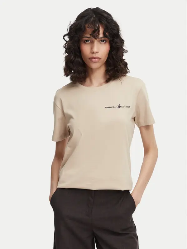 Beverly Hills Polo Club Beverly Hills Polo Club T-shirt P-SS26W-TS085 Bež Regular Fit
