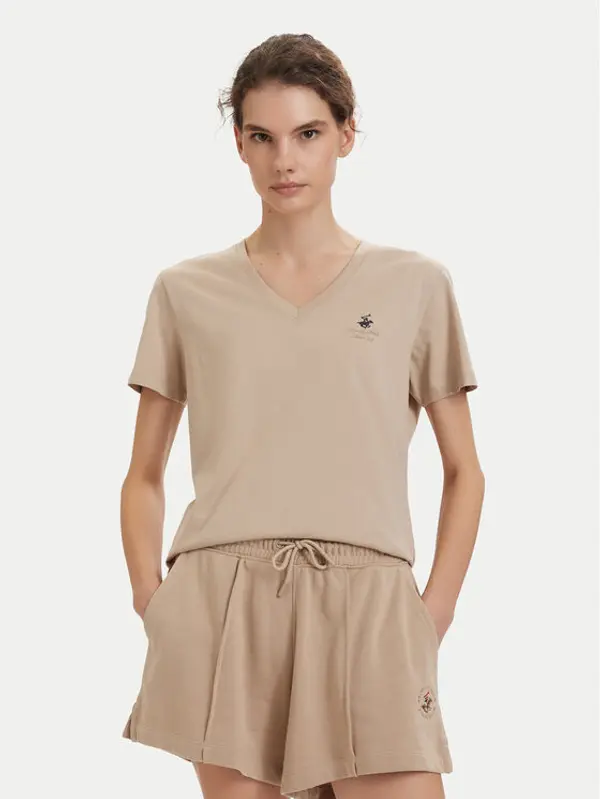 Beverly Hills Polo Club Beverly Hills Polo Club T-shirt P-SS26W-TS516518 Bež Regular Fit
