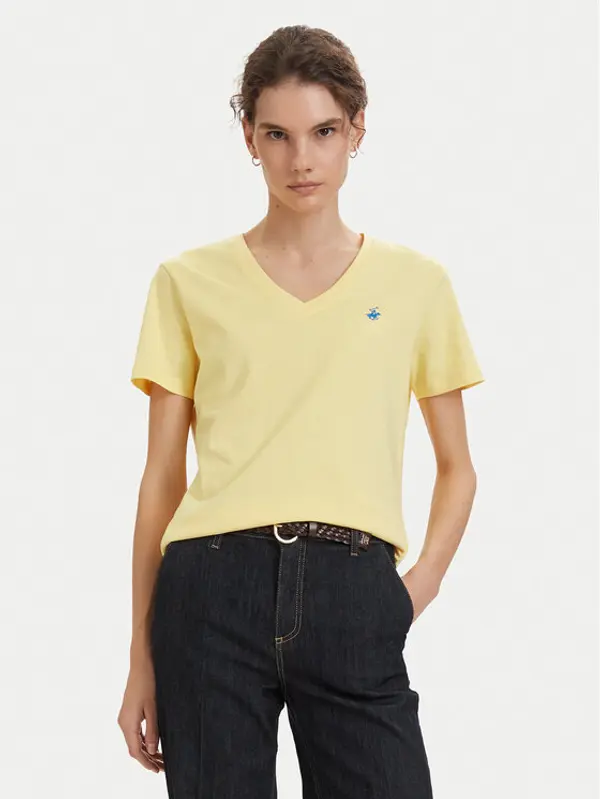 Beverly Hills Polo Club Beverly Hills Polo Club T-shirt P-SS26W-TS5165188 Žuta Regular Fit