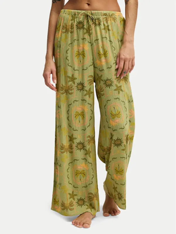 Billabong Billabong Hlače Beach Spirit EBJNP00141 Zelena Wide Leg