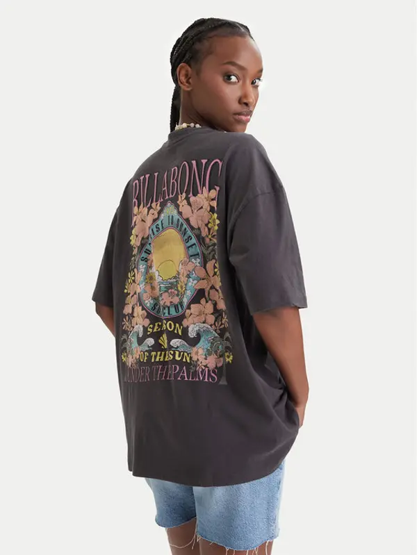 Billabong Billabong T-shirt Floral Rocker EBJZT00590 Crna Loose Fit