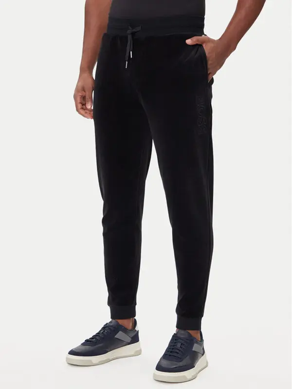 Boss BOSS Donji dio trenerke Velour 50550635 Crna Regular Fit