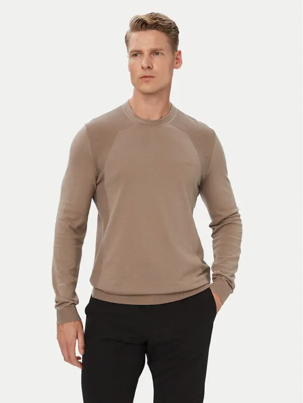 Boss BOSS Džemper KN_Momentum 50558351 Tamno bež Regular Fit