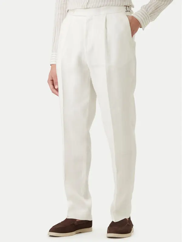 Boss BOSS Hlače H-Perino 50563231 Bijela Relaxed Fit