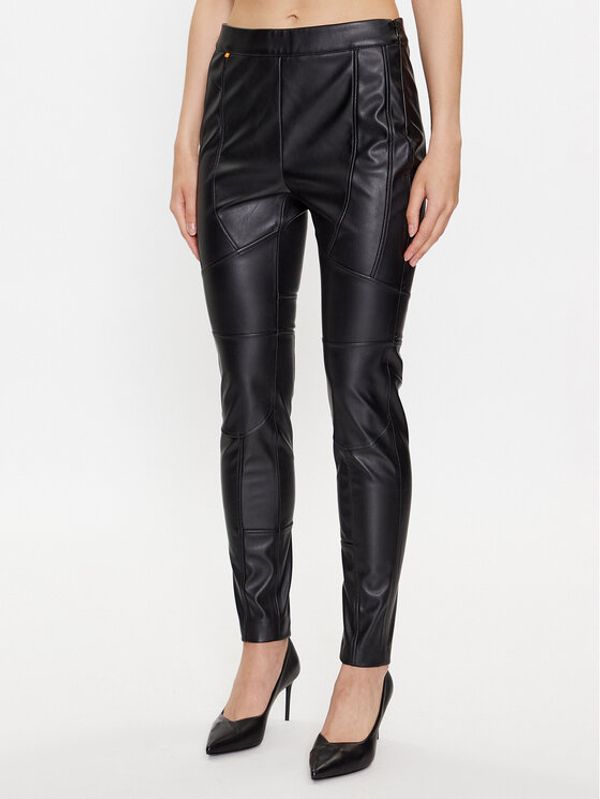 Boss Boss Hlače od imitacije kože 50501104 Crna Slim Fit