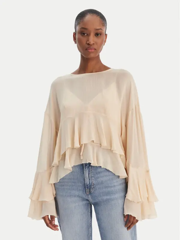 Boss BOSS Majica Bleja 50554050 Bež Relaxed Fit