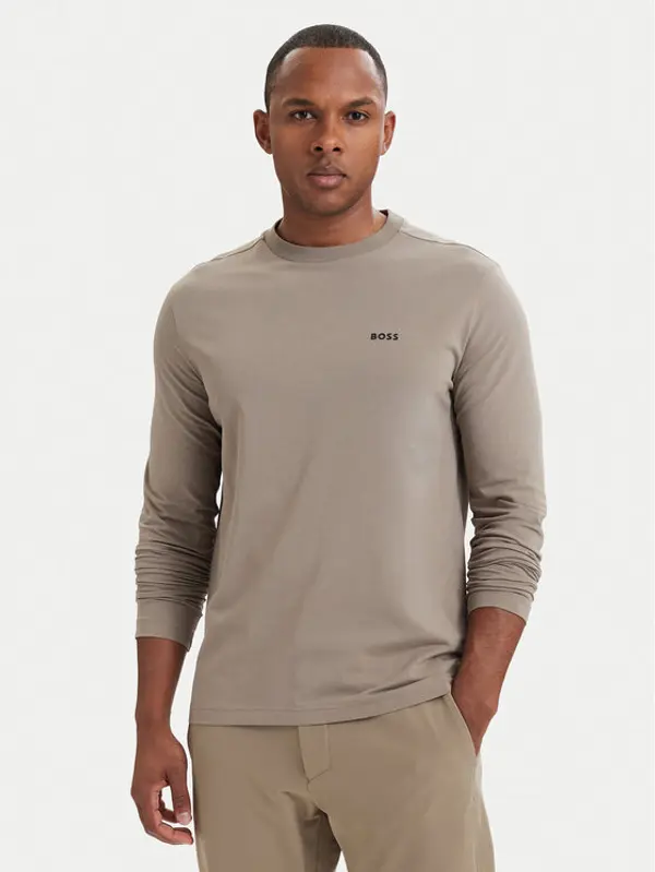Boss BOSS Majica dugih rukava 50506365 Tamno bež Regular Fit