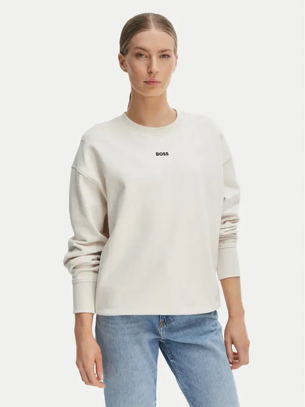 Boss BOSS Majica dugih rukava C_Eteia_5 50534821 Bež Oversize