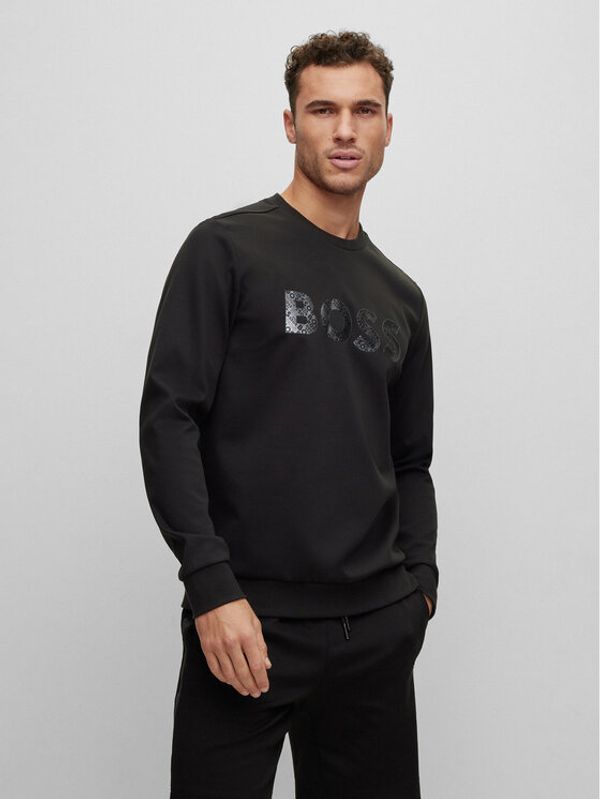 Boss Boss Majica dugih rukava Salbo Mirror 50486838 Crna Regular Fit