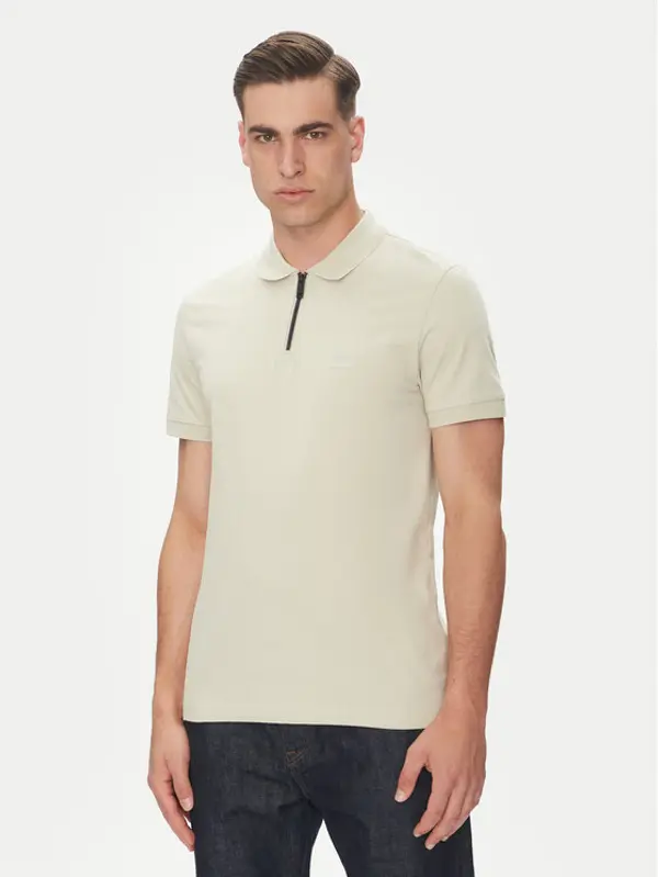 Boss BOSS Polo Passerzip 50537507 Bež Slim Fit