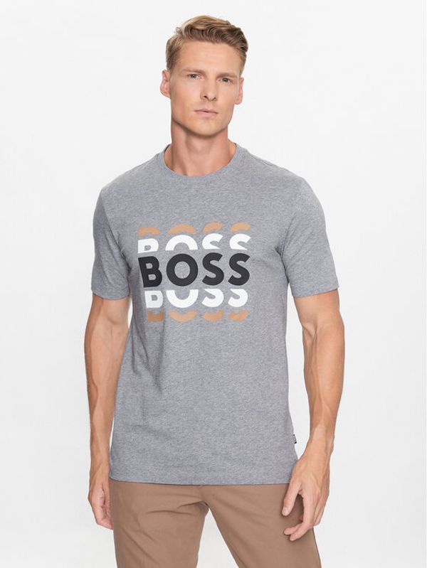 Boss Boss T-shirt 50495735 Siva Regular Fit