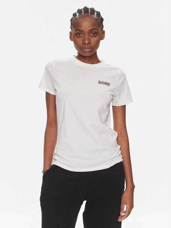Boss Boss T-shirt Elogobadge 50517925 Écru Slim Fit