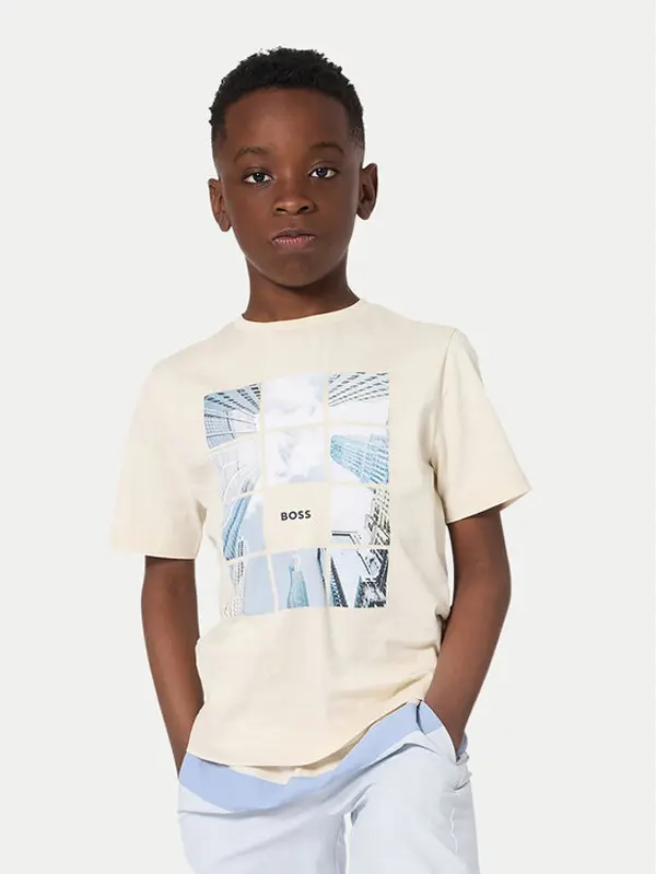 Boss BOSS T-shirt J52988 S Bež Regular Fit