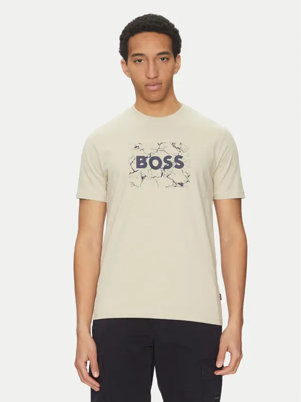 Boss BOSS T-shirt Logo Space 50539186 Bež Regular Fit