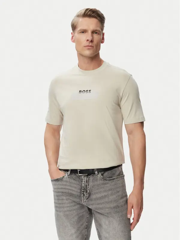 Boss BOSS T-shirt Logo Tape 50566606 Bež Regular Fit