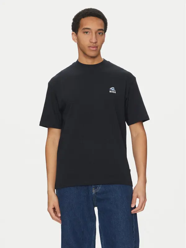 Boss BOSS T-shirt Numbers 50540520 Tamnoplava Relaxed Fit