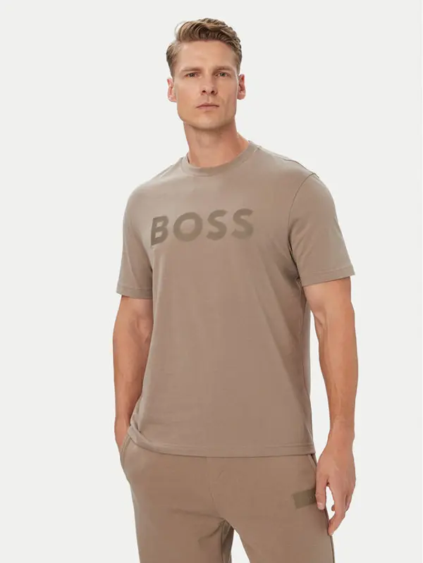 Boss BOSS T-shirt Structure Logo 50566883 Bež Regular Fit
