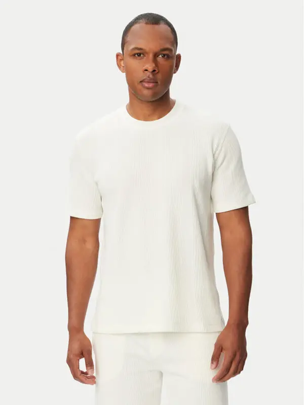 Boss BOSS T-shirt Structure T-Shirt 50540567 Krem Regular Fit