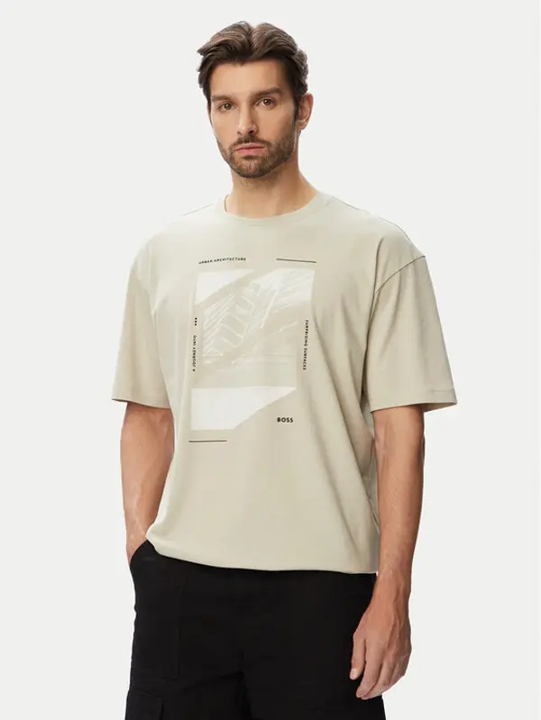 Boss BOSS T-shirt Te Journey 50566607 Bež Relaxed Fit