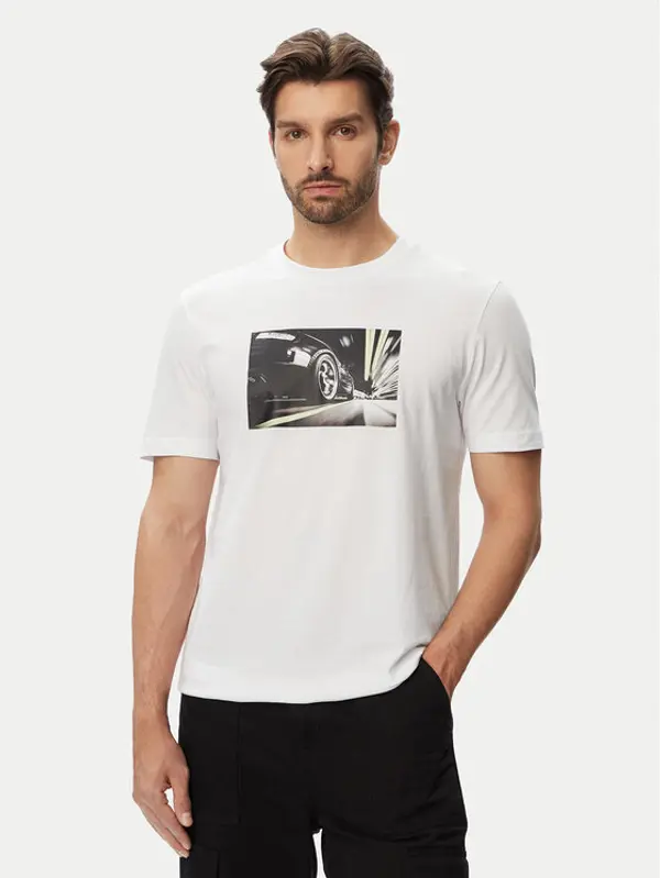 Boss BOSS T-shirt Te Motors 50566627 Bijela Regular Fit