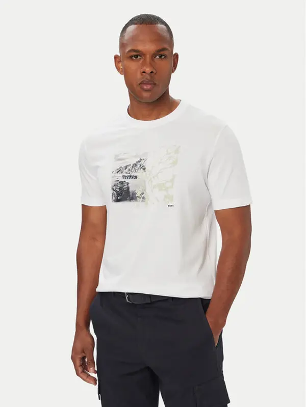 Boss BOSS T-shirt Te Motors 50566627 Krem Regular Fit