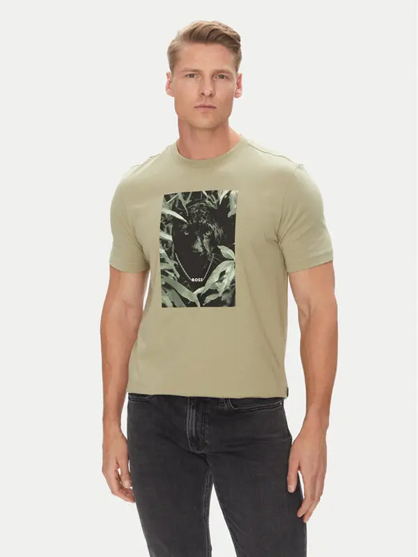 Boss BOSS T-shirt Te_Animali 50546362 Zelena Regular Fit