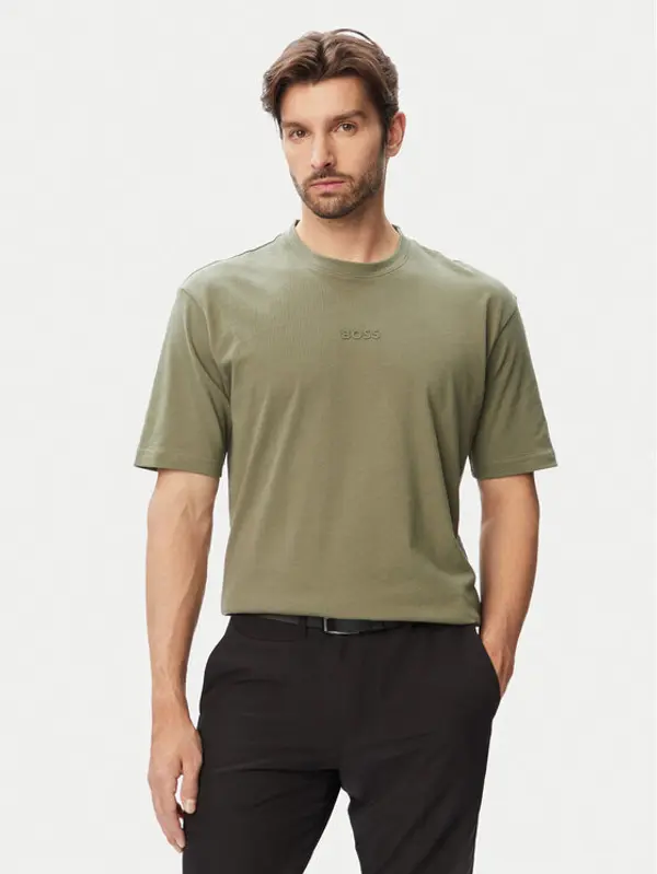 Boss BOSS T-shirt Tee 10 50519368 Kaki Relaxed Fit