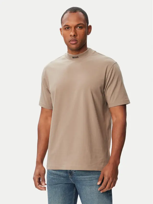 Boss BOSS T-shirt Tee Collar 50562120 Kaki Relaxed Fit