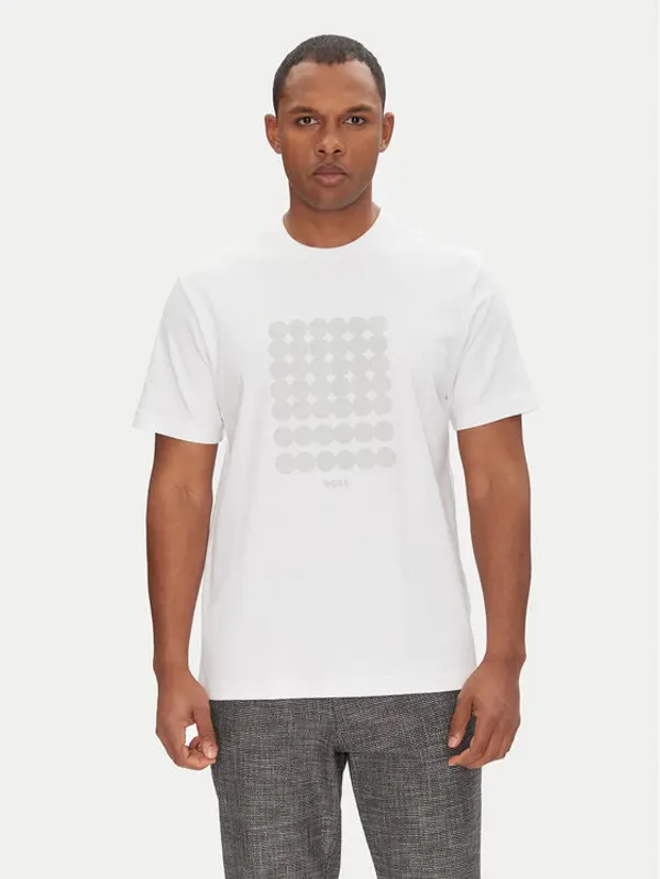 Boss BOSS T-shirt Tee Print Striped C 50537845 Bijela Relaxed Fit