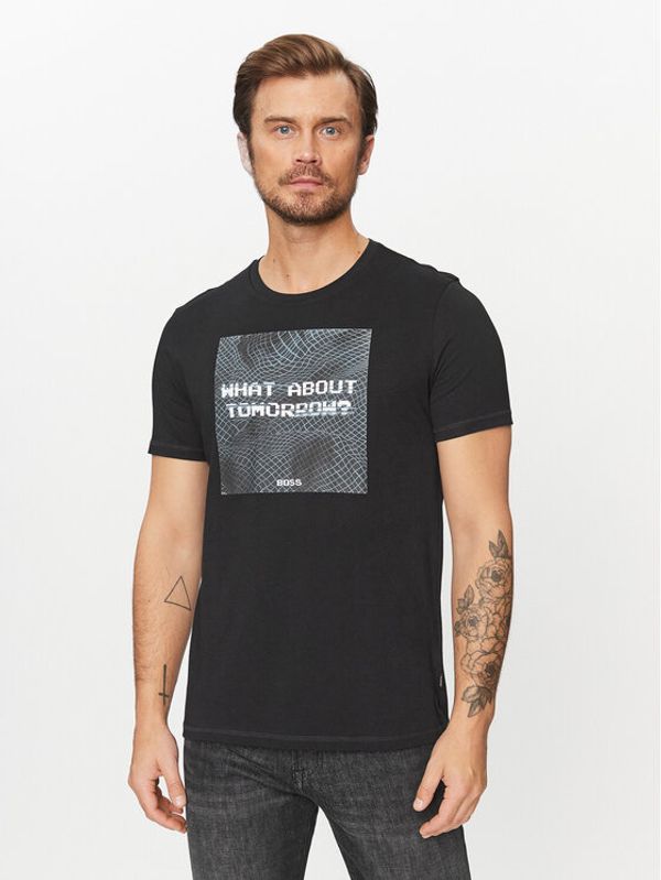 Boss Boss T-shirt Temessage 50503552 Crna Relaxed Fit