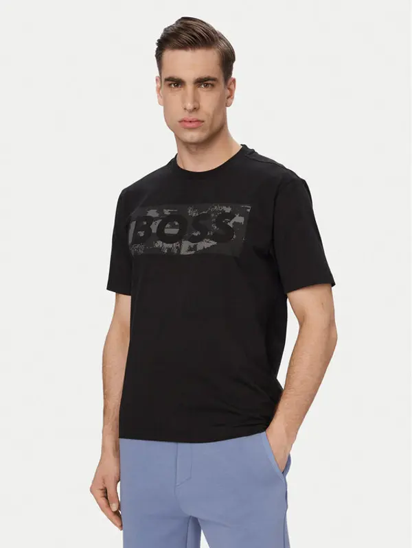 Boss BOSS T-shirt Ts Globe Logopattern 50559363 Crna Regular Fit