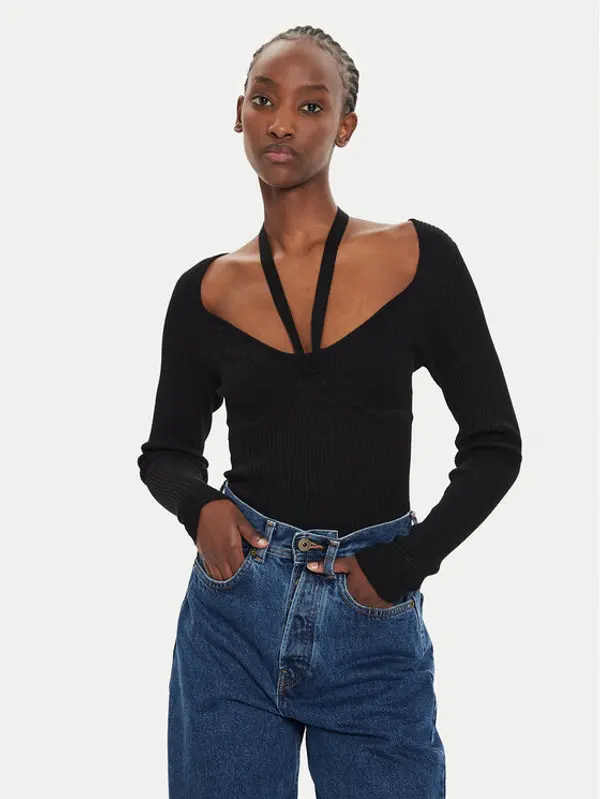 Brave Soul Brave Soul Džemper LK-273BUSTED Crna Slim Fit