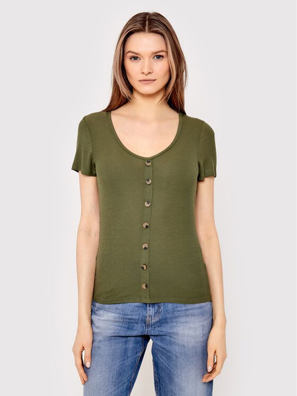 Brave Soul Brave Soul Majica LTS-69POLLYPKA Zelena Slim Fit