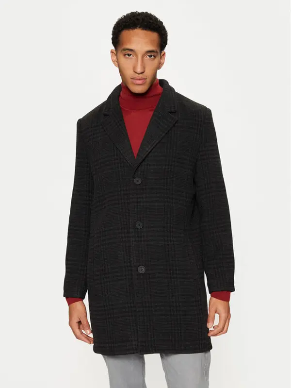 Brave Soul Brave Soul Prijelazni kaput MJK-AUGUSCHECK Crna Regular Fit
