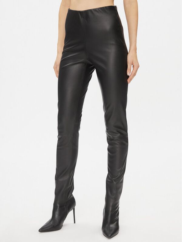 Bruuns Bazaar Bruuns Bazaar Hlače od imitacije kože Christa BBW3601 Crna Slim Fit