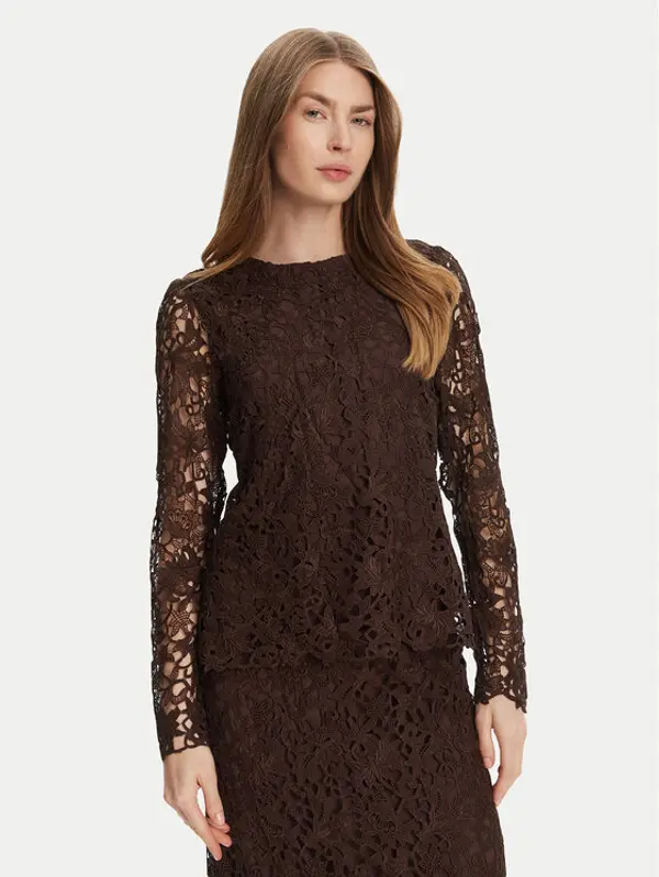 Bruuns Bazaar Bruuns Bazaar Majica Sago Wini BBW4516 Smeđa Slim Fit