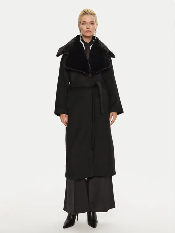 Bruuns Bazaar Bruuns Bazaar Vuneni kaput Furra BBW4109 Crna Loose Fit