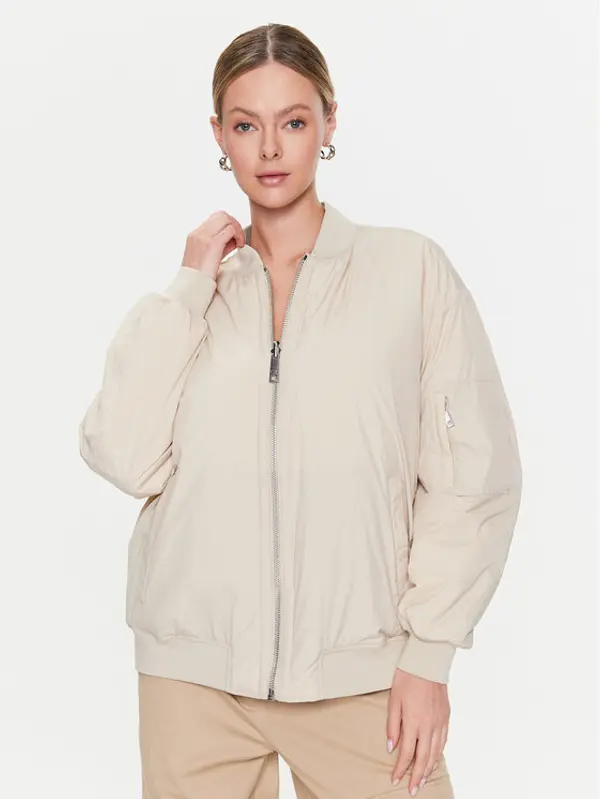 Calvin Klein Calvin Klein Bomber Light Paded Quilt Bomber Jacket K20K205178 Écru Regular Fit