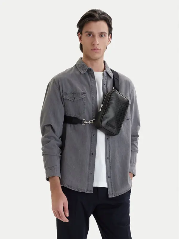 Calvin Klein Calvin Klein Crossover torbica Emblem Aop Coated Square Sling LV04D3335G Crna