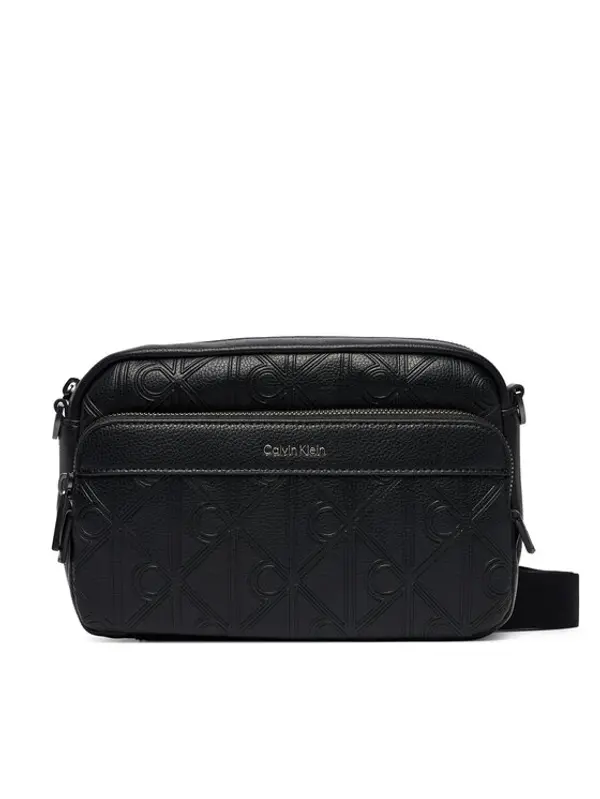 Calvin Klein Calvin Klein Crossover torbica Emblem Aop Deboss Camera Bag LV04D3563G Crna