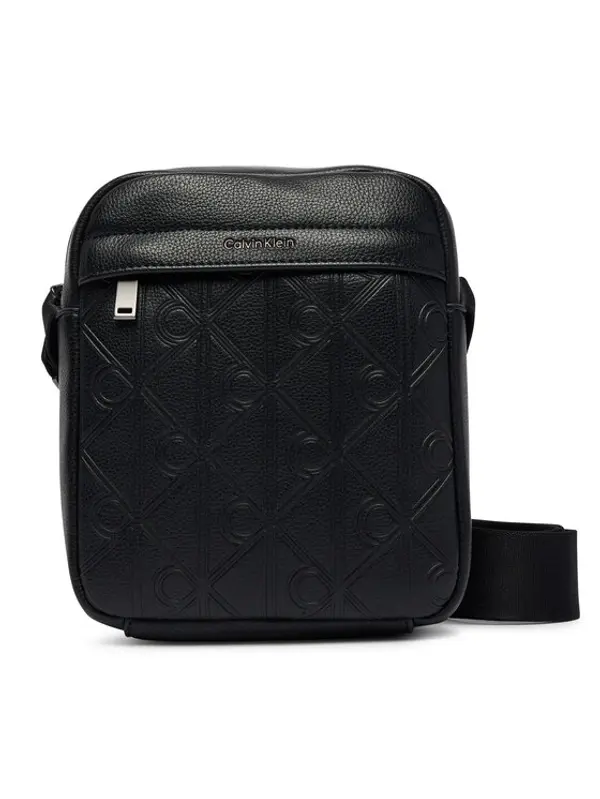 Calvin Klein Calvin Klein Crossover torbica Emblem Aop Deboss Reporter LV04D3562G Crna