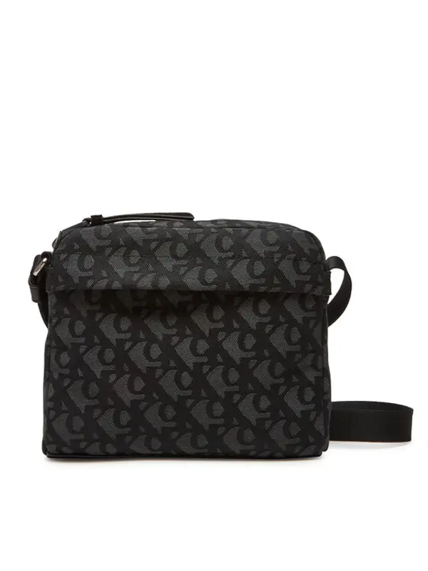 Calvin Klein Calvin Klein Crossover torbica Slouched Monogram Mini Zip Fligh LV04G3175G Crna
