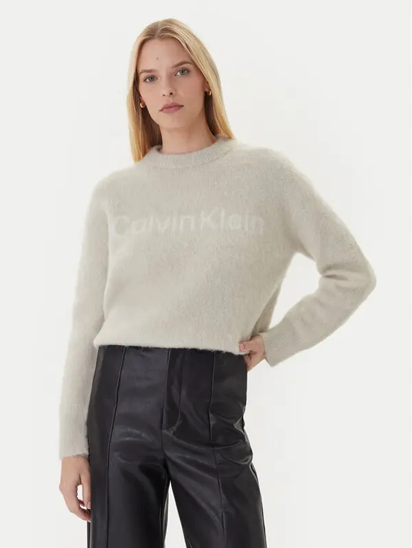 Calvin Klein Calvin Klein Džemper LV044D359G Bež Relaxed Fit