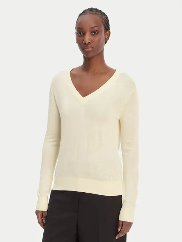 Calvin Klein Calvin Klein Džemper LV044F324G Écru Regular Fit