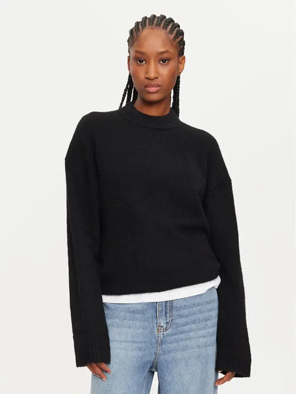 Calvin Klein Calvin Klein Džemper Textured Loose Sweater J20J224636 Crna Regular Fit