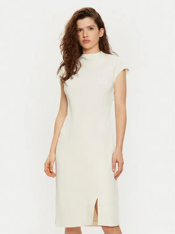 Calvin Klein Calvin Klein Haljina za svaki dan Heavy Crepe Ss Bodycon Dress K20K208091 Bijela Slim Fit