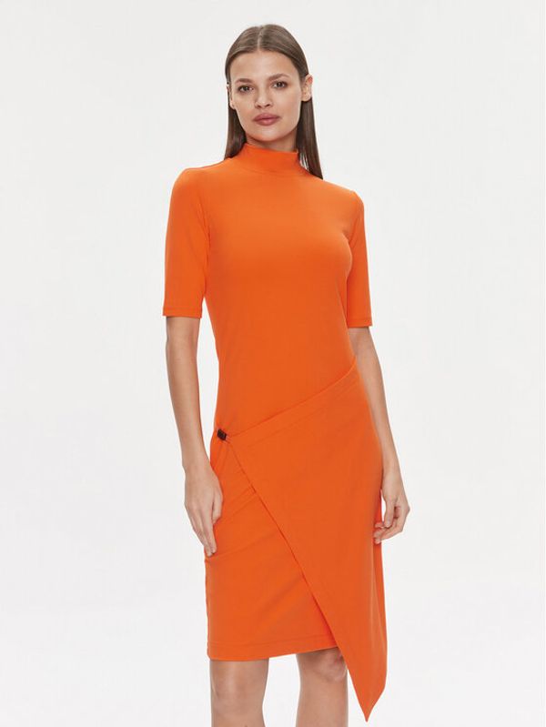 Calvin Klein Calvin Klein Haljina za svaki dan Stretch Jersey Asymmetric Dress K20K206498 Narančasta Slim Fit