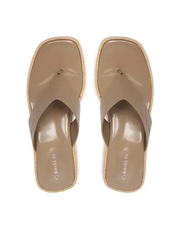 Calvin Klein Calvin Klein Japanke Block Heel Espa 50 Thong Lth HW0HW02902 Smeđa