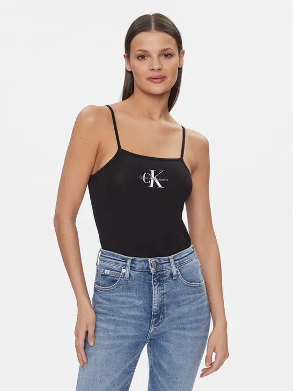 Calvin Klein Jeans Calvin Klein Jeans Bodi Monologo J20J223421 Crna Slim Fit